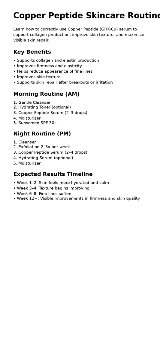 Copper peptide routine guide